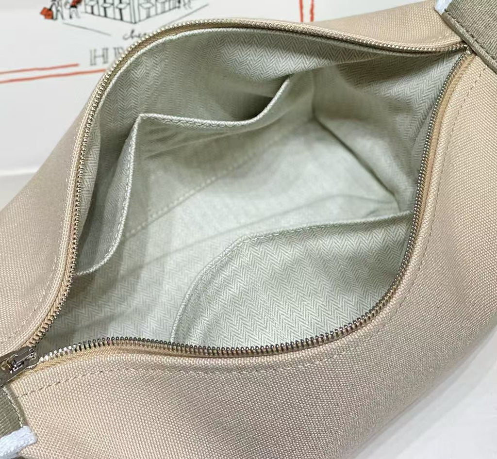 HM TOP HANDLE BAG 25 IN LIGHT BROWN MIX GREY CALFSKIN