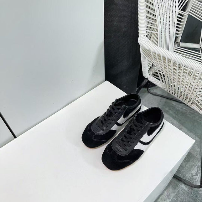 DRIESVAN NOTEN SNEAKER IN BLACK SUEDE AND WHITE CALFSKIN