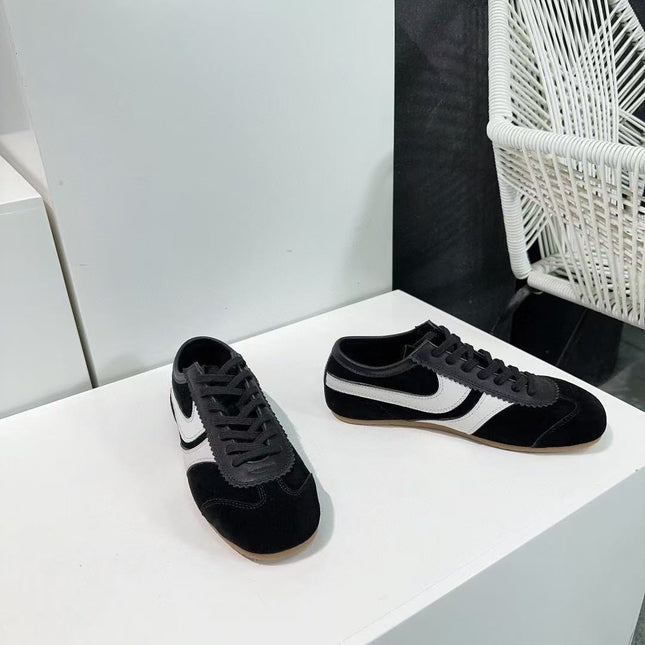 DRIESVAN NOTEN SNEAKER IN BLACK SUEDE AND WHITE CALFSKIN