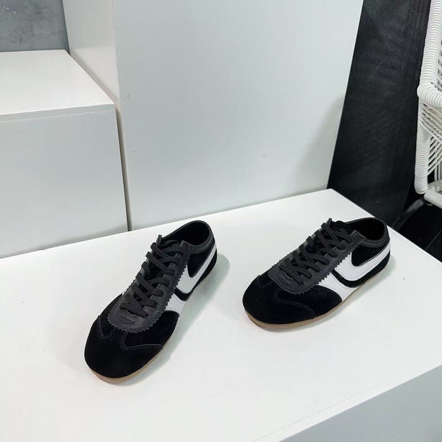 DRIESVAN NOTEN SNEAKER IN BLACK SUEDE AND WHITE CALFSKIN