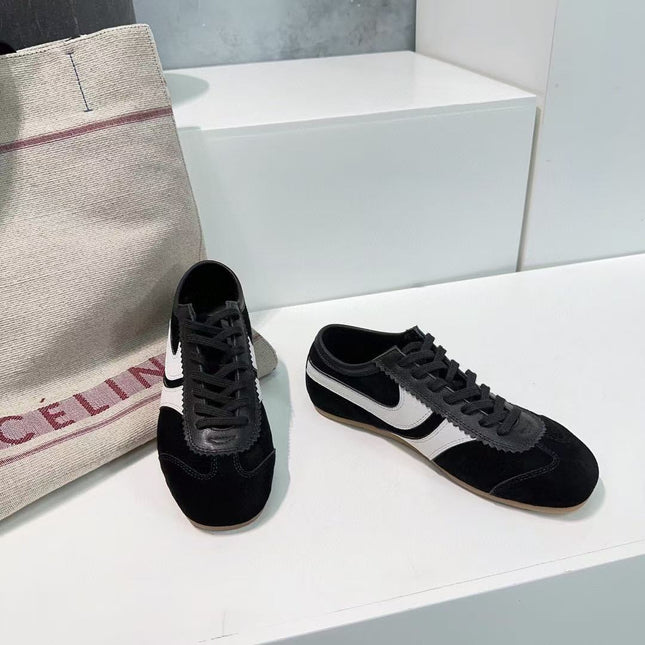 DRIESVAN NOTEN SNEAKER IN BLACK SUEDE AND WHITE CALFSKIN