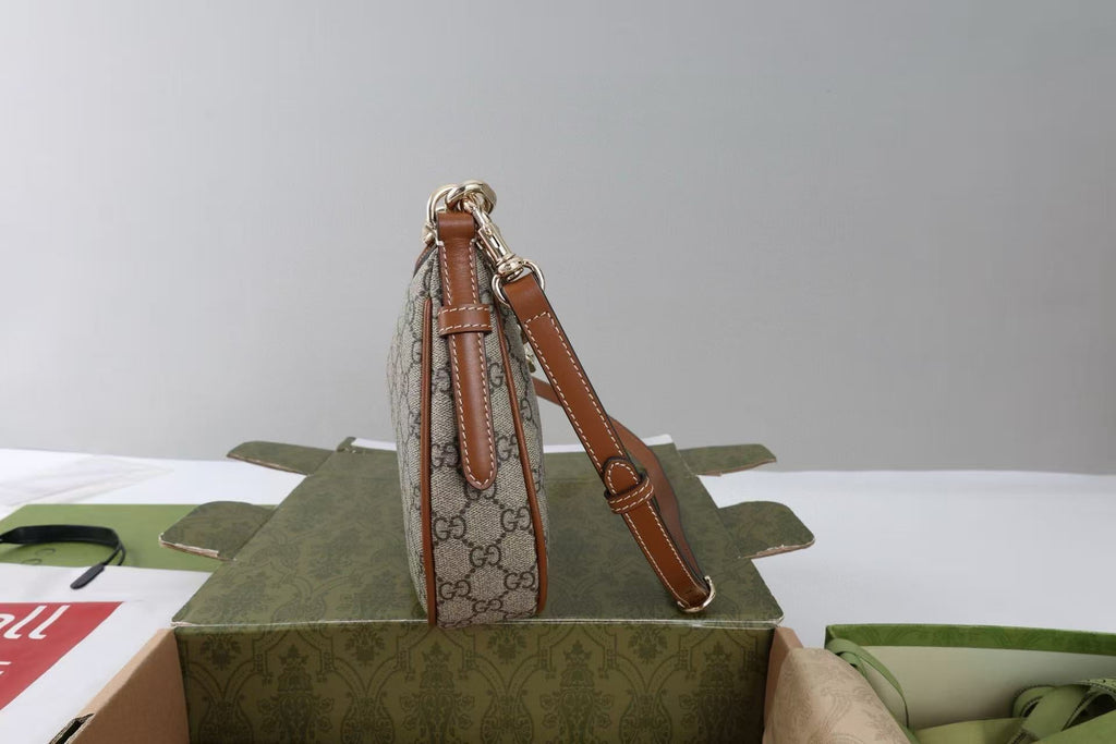 GG SHOULDER BAG 25 IN DARK BEIGE MONOGRAM CANVAS MIX CALFSKIN
