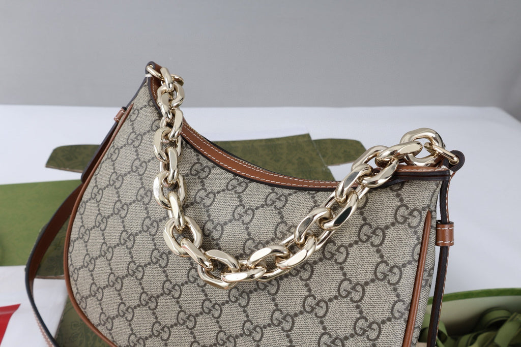 GG SHOULDER BAG 25 IN DARK BEIGE MONOGRAM CANVAS MIX CALFSKIN