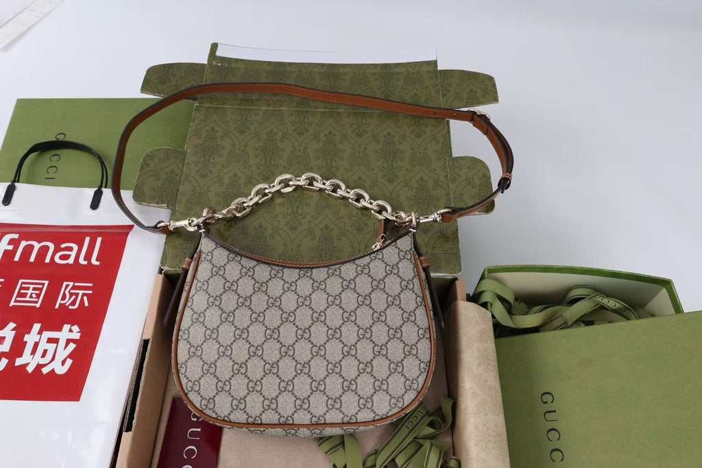 GG SHOULDER BAG 25 IN DARK BEIGE MONOGRAM CANVAS MIX CALFSKIN