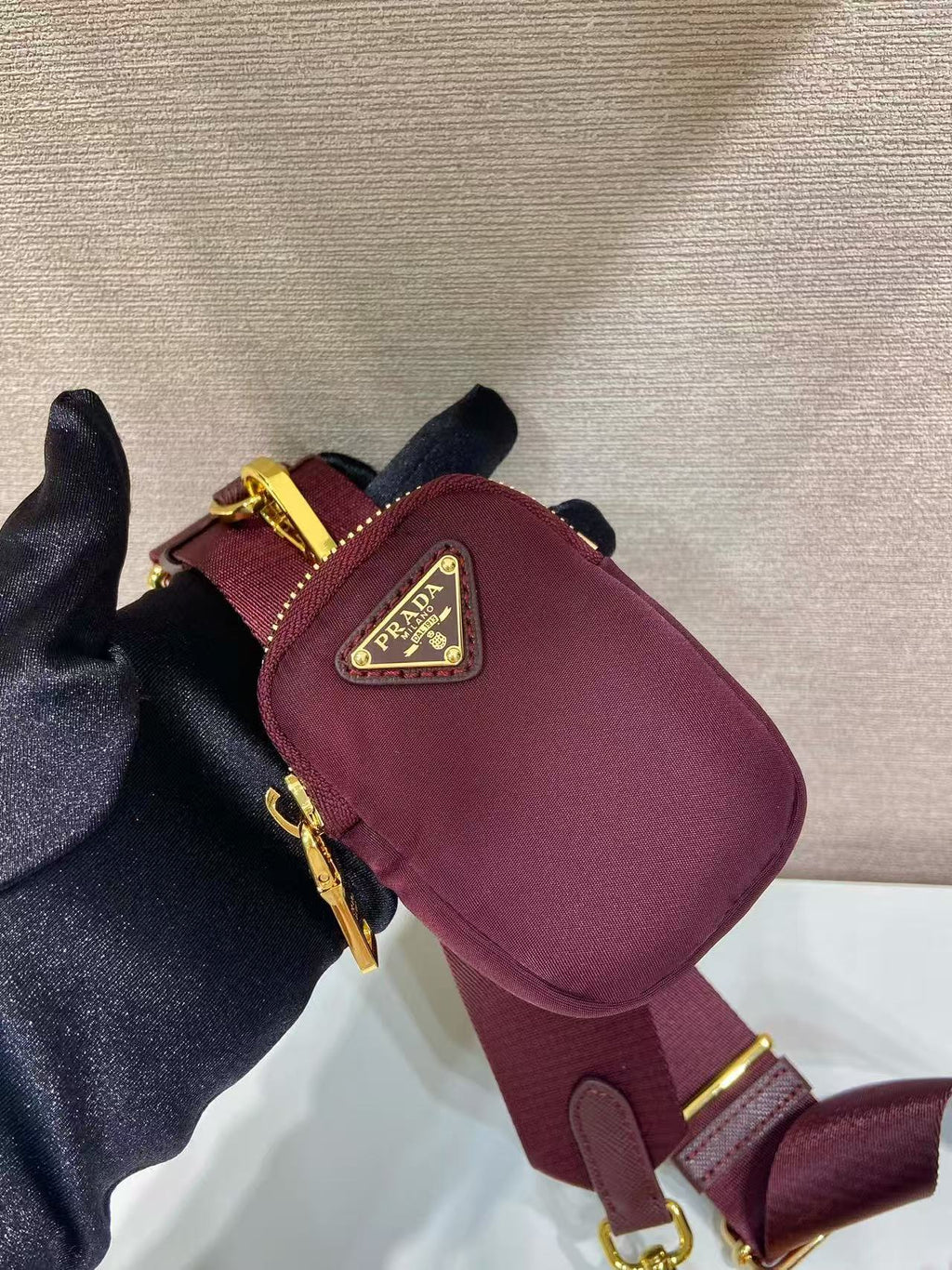 PRA HOBO BAG 22 IN BURGUNDY RED RE-NYLON