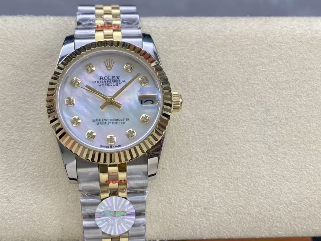 DATEJUST 31MM GOLD STEEL DIAMOND NUMERALS