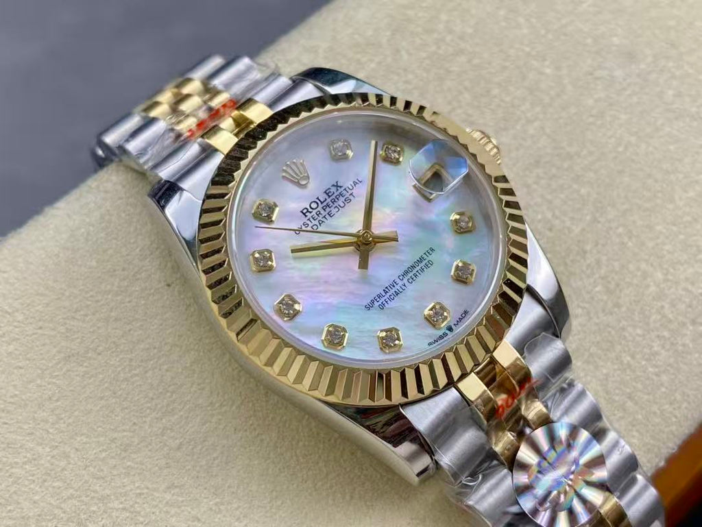 DATEJUST 31MM GOLD STEEL DIAMOND NUMERALS