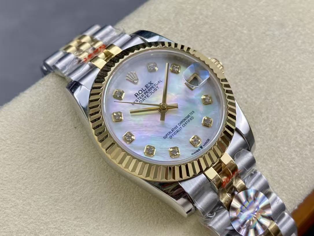 DATEJUST 31MM GOLD STEEL DIAMOND NUMERALS