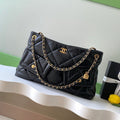 CHANEL 38 SHOULDER BAG WITH FRONT POCKET IN BLACK QUILTED CALFSKIN LEATHER