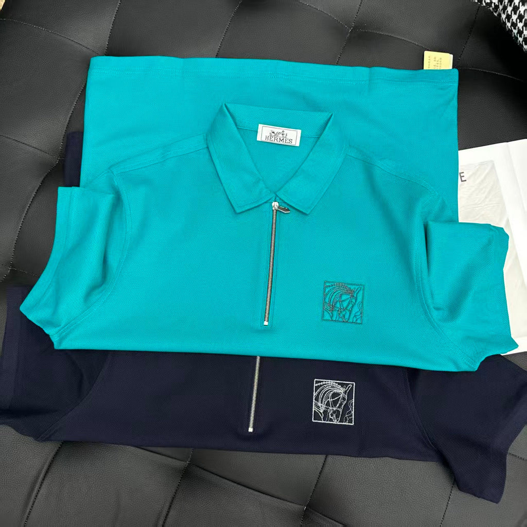 HERMES POLO SHIRT IN BLUE COTTON