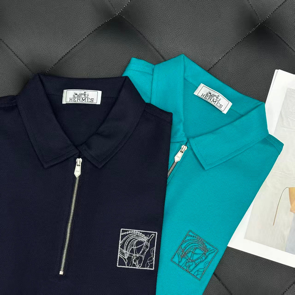 HERMES POLO SHIRT IN BLUE COTTON