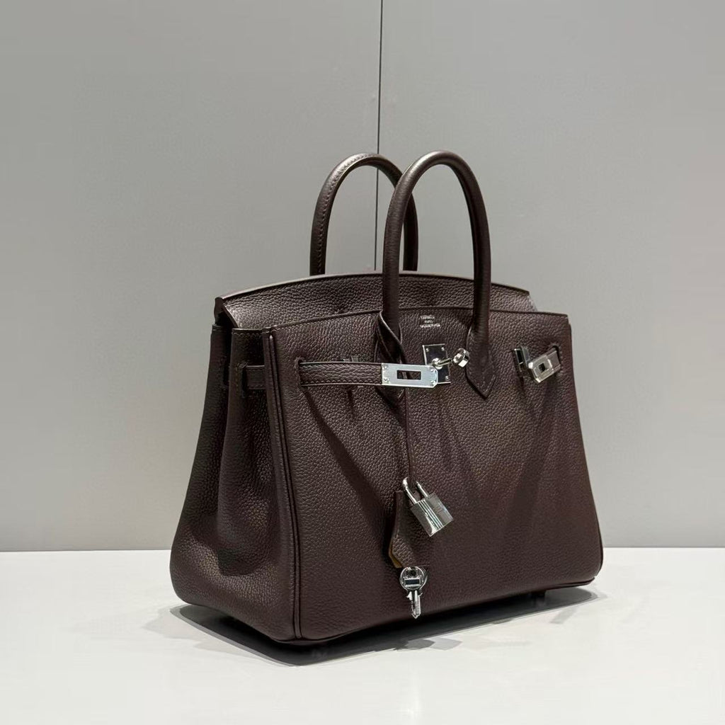 HM BIRKIN 25CM IN CHOCOLATE BROWN TOGO LEATHER SILVER HARDWARE