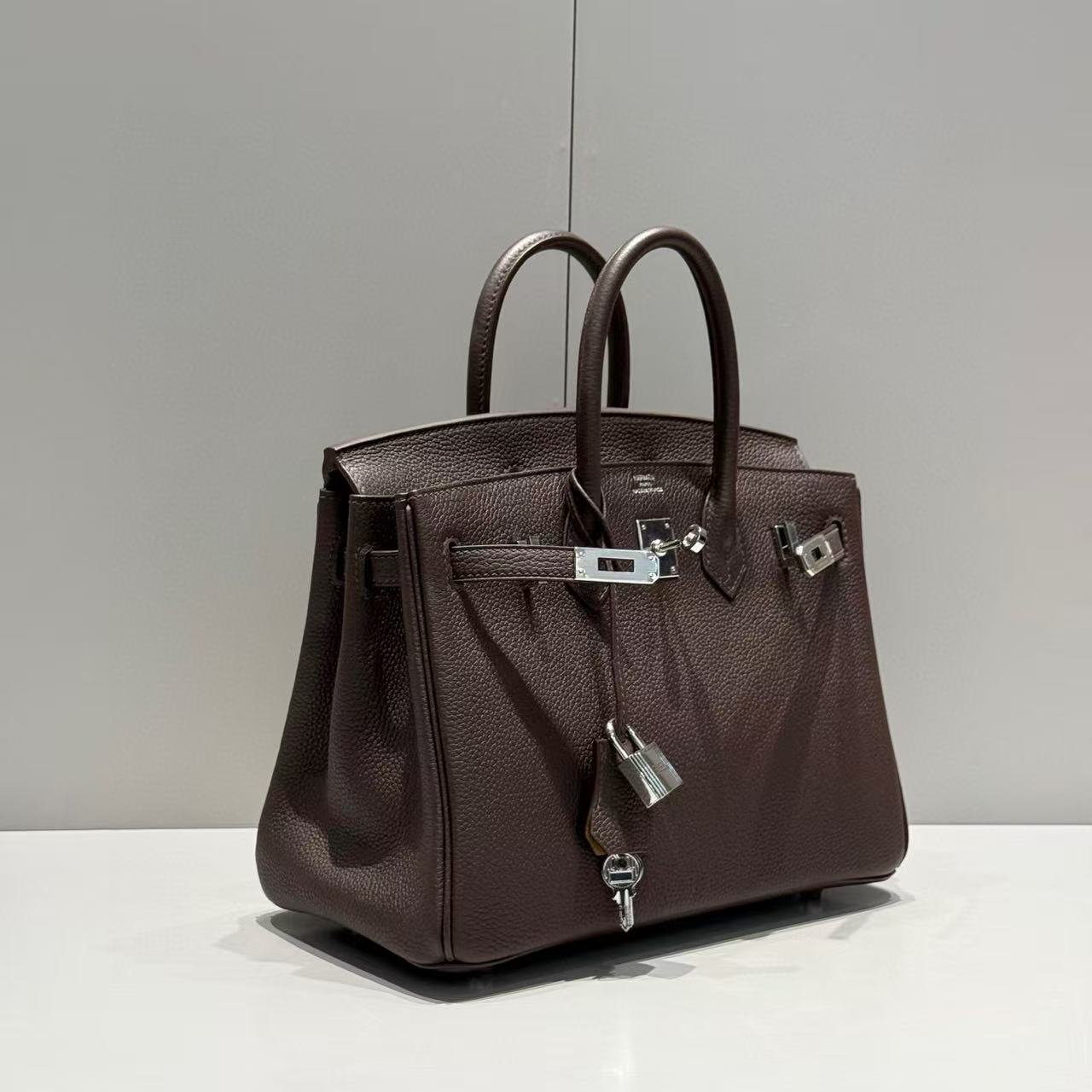HM BIRKIN 25CM IN CHOCOLATE BROWN TOGO LEATHER SILVER HARDWARE