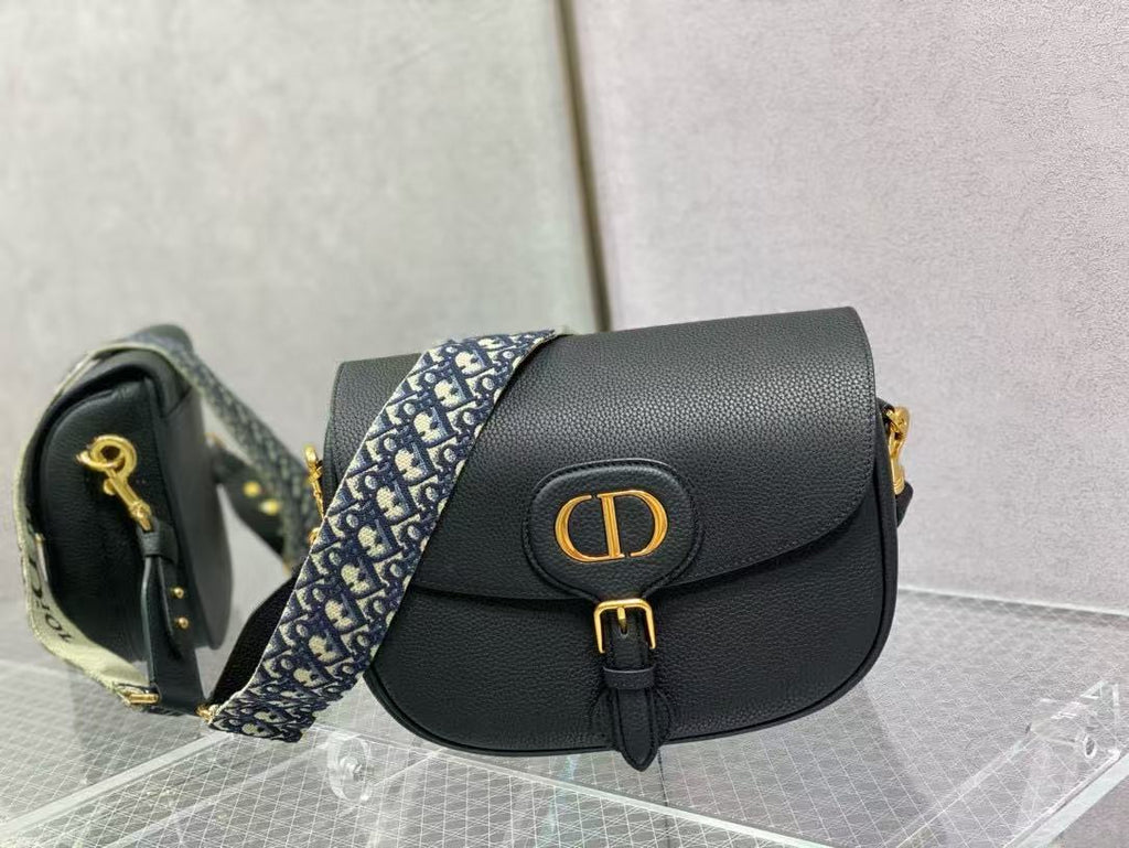 CD BOBBY EAST-WEST 27 BAG IN BLACK CALFSKIN GOLD HARDWARE