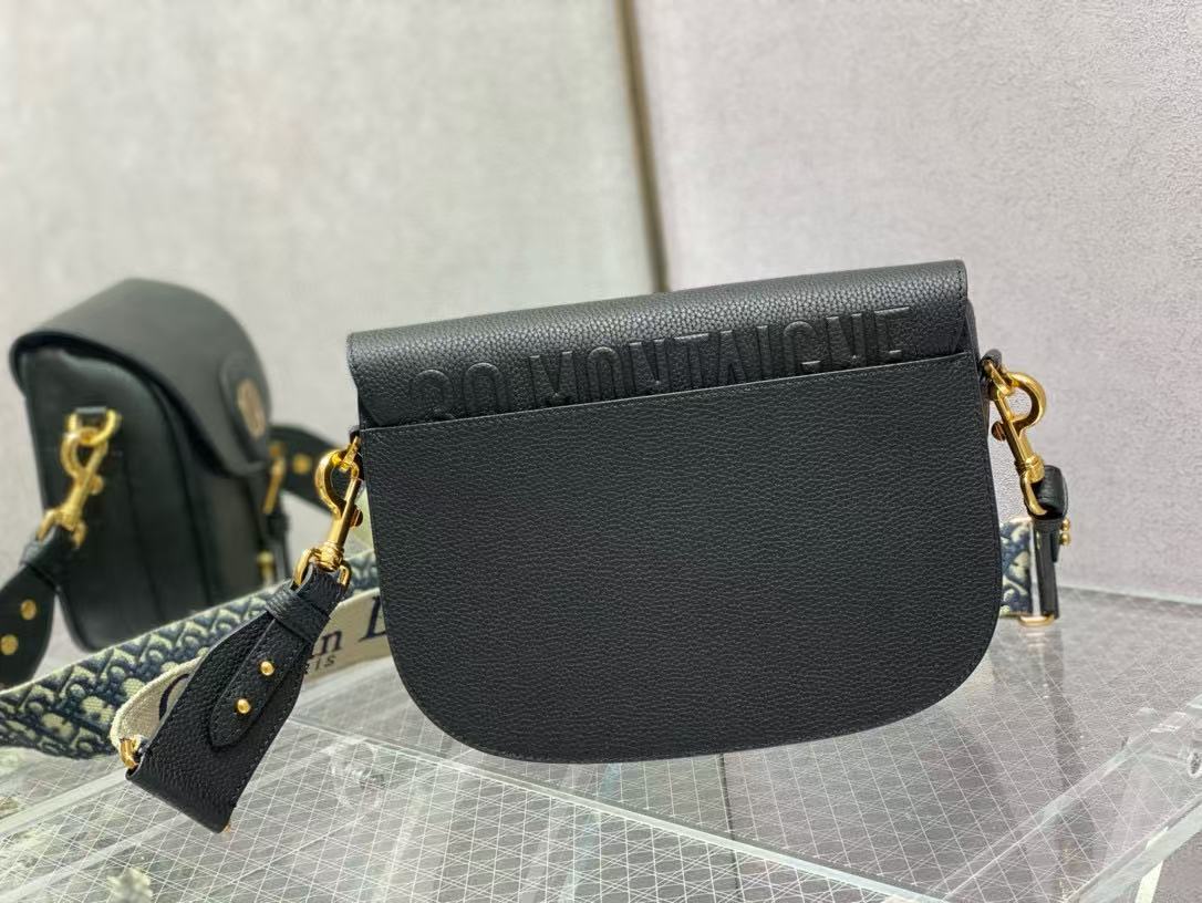 CD BOBBY EAST-WEST 27 BAG IN BLACK CALFSKIN GOLD HARDWARE