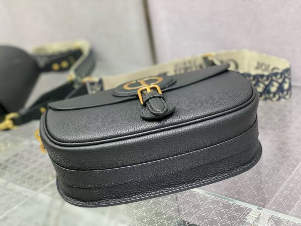CD BOBBY EAST-WEST 27 BAG IN BLACK CALFSKIN GOLD HARDWARE