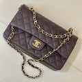 CC CLASSIC FLAP BAG 25 IN CHOCOLATE BROWN CALFSKIN GOLD HARDWARE