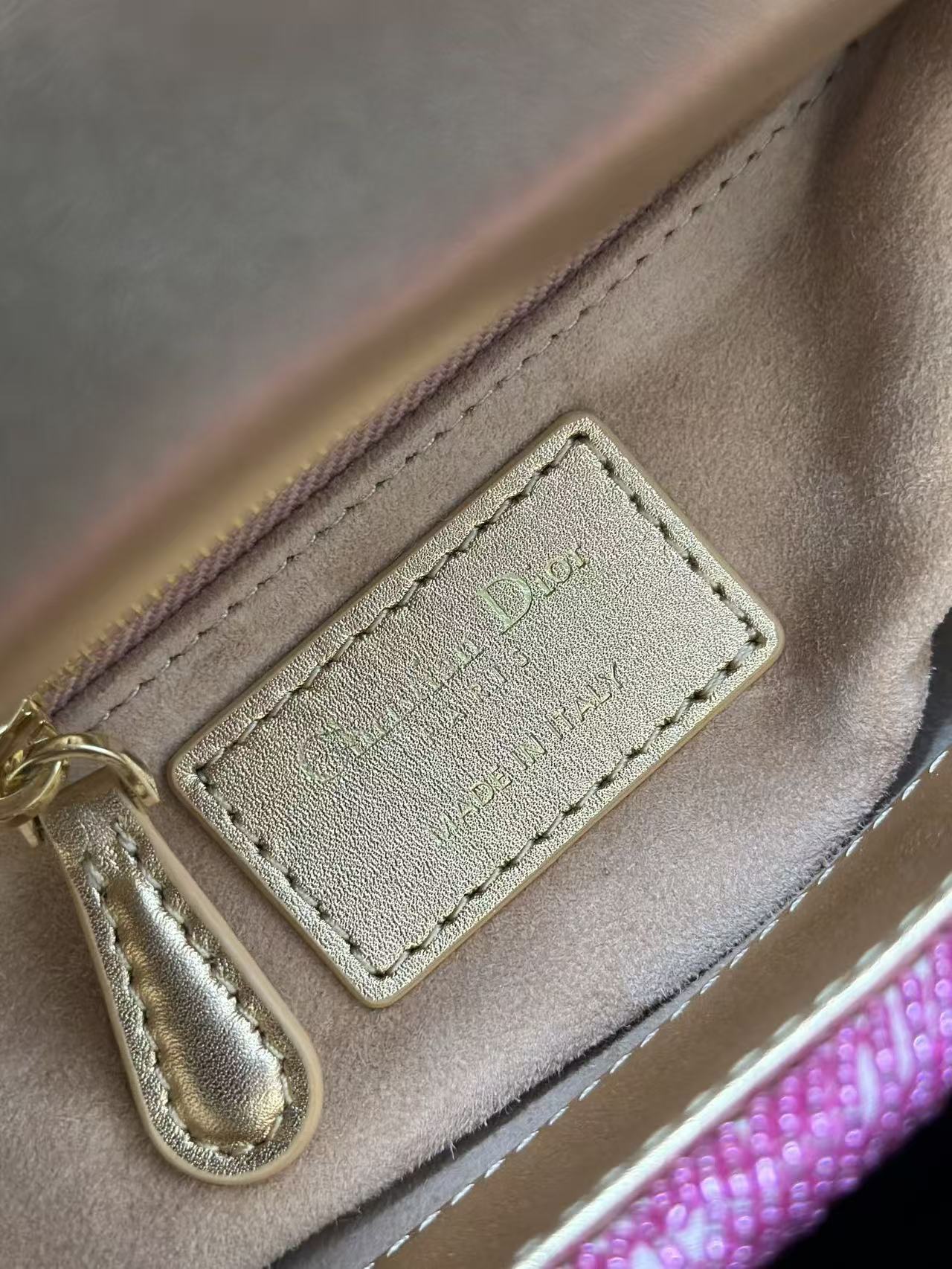CRYSTAL LADY DIOR BAG 17 IN PINK CALFSKIN TP3