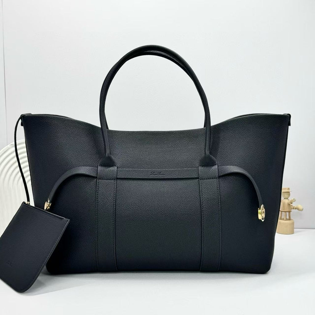 LP GHIERA SHOPPER BAG 40 IN BLACK CALFSKIN