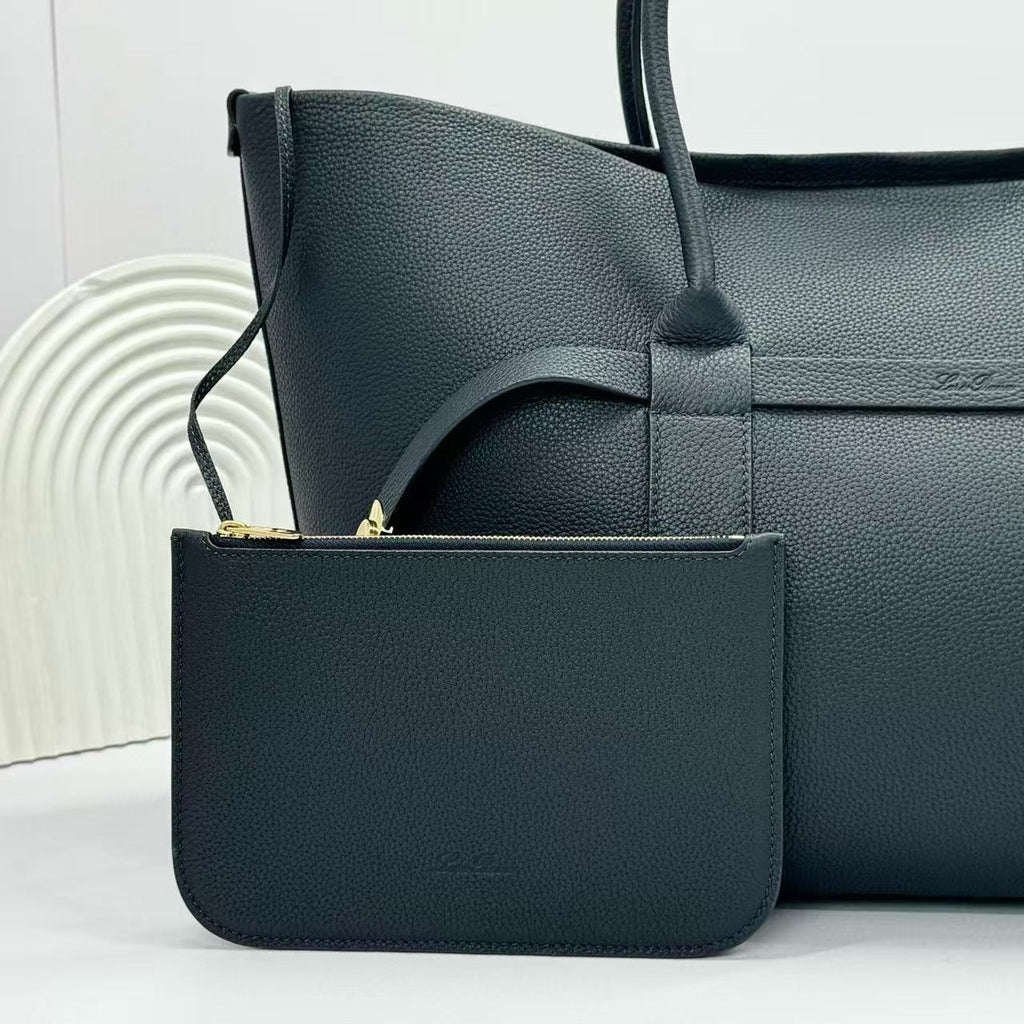LP GHIERA SHOPPER BAG 40 IN BLACK CALFSKIN