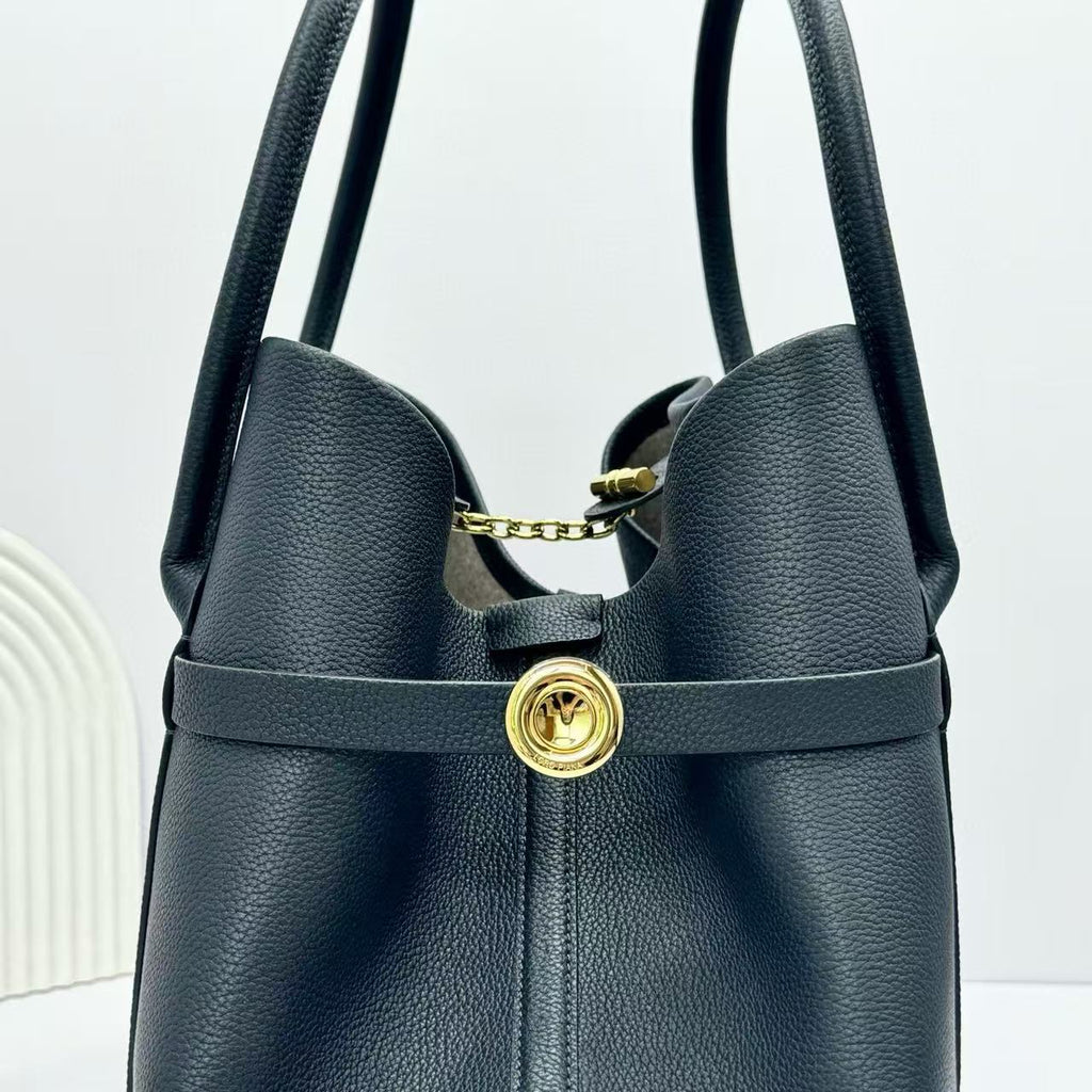 LP GHIERA SHOPPER BAG 40 IN BLACK CALFSKIN