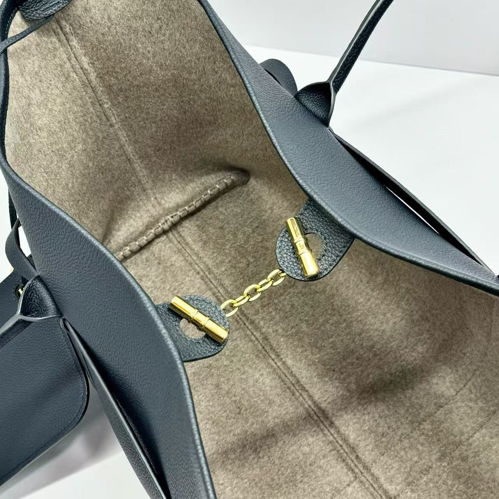 LP GHIERA SHOPPER BAG 40 IN BLACK CALFSKIN