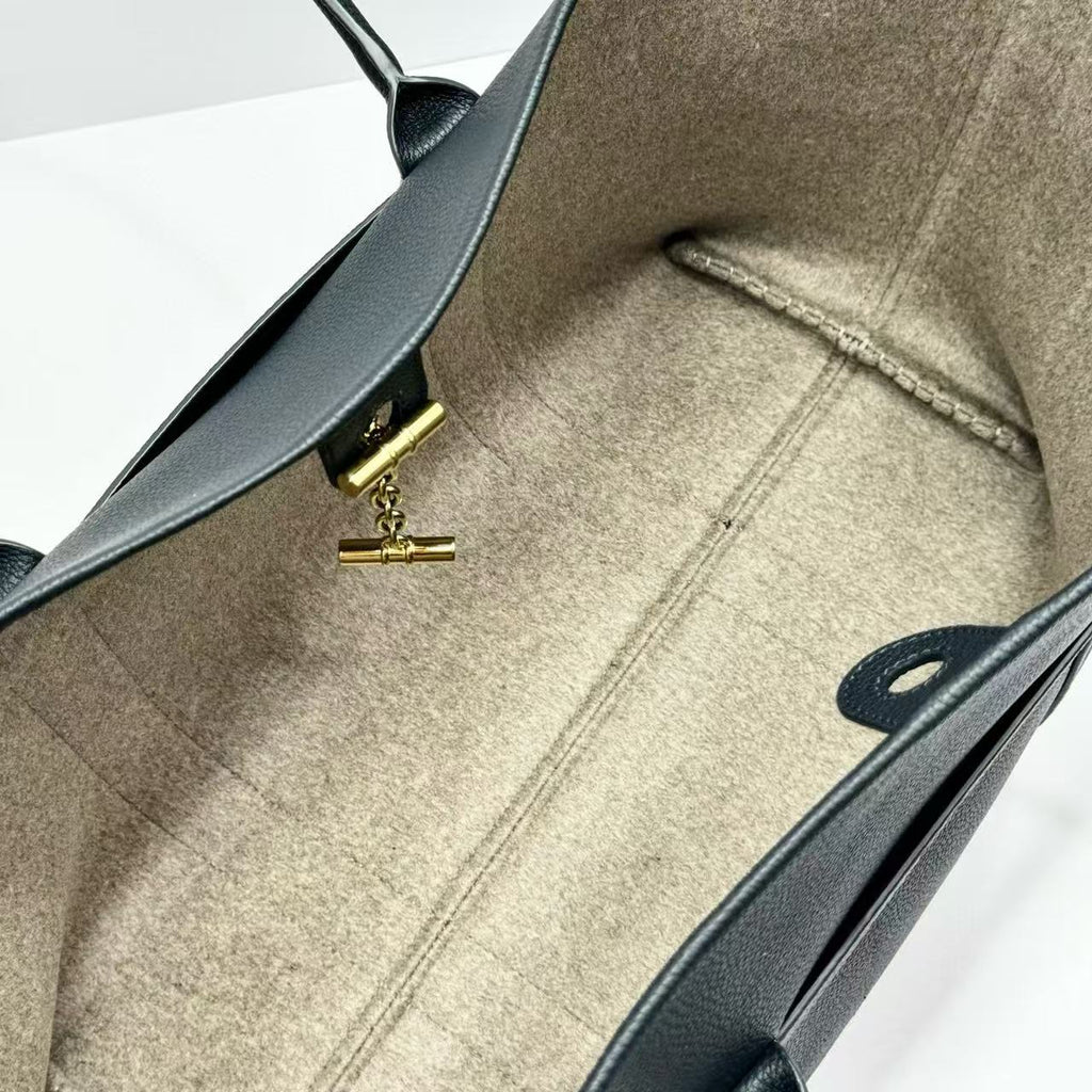 LP GHIERA SHOPPER BAG 40 IN BLACK CALFSKIN