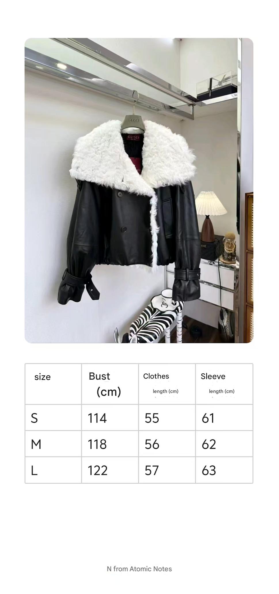 GUCCI LEATHER JACKET WITH WHITE SHEARLING