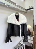 GUCCI LEATHER JACKET WITH WHITE SHEARLING