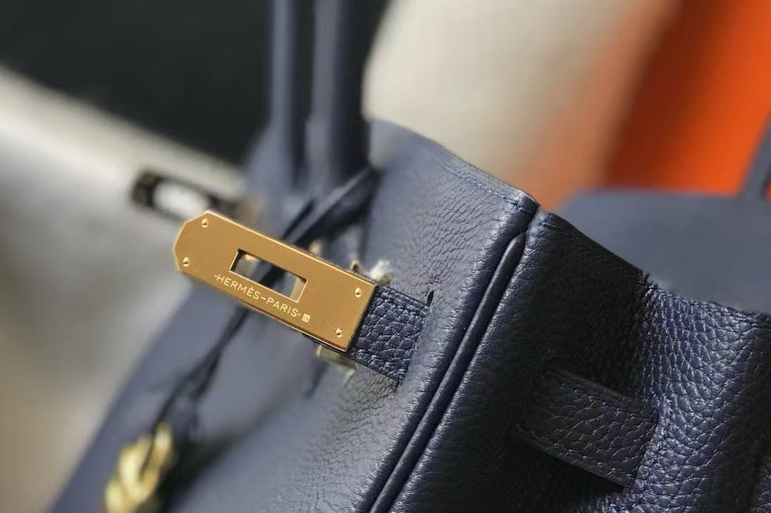 HM BIRKIN 30 BAG IN NAVY BLUE CALFSKIN GOLD HARDWARE