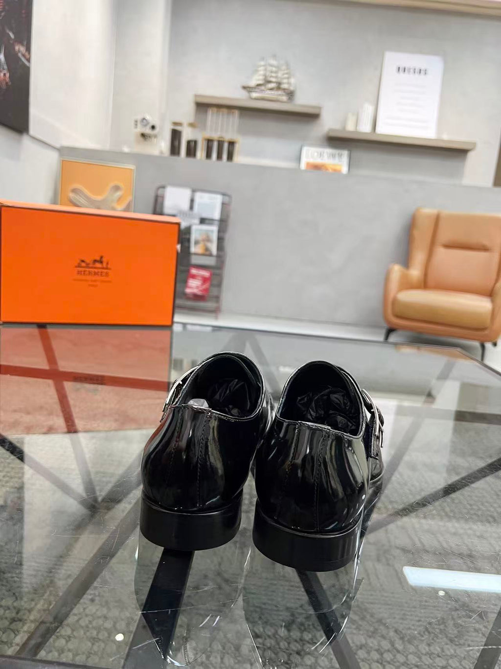 HM MEN LOAFERS IN BLACK CALFSKIN SILVER HARDWARE