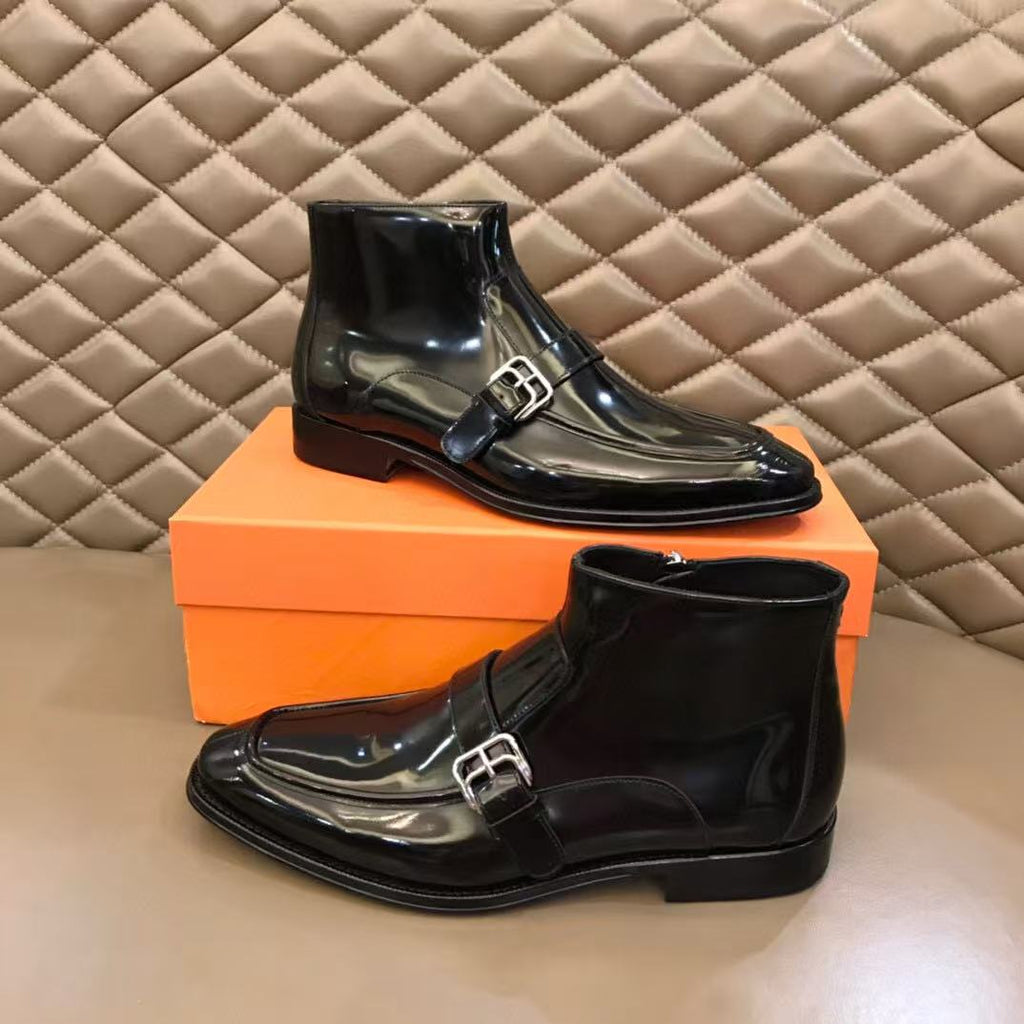 HM MEN ANKLE BOOTS IN BLACK CALFSKIN SILVER HARDWARE