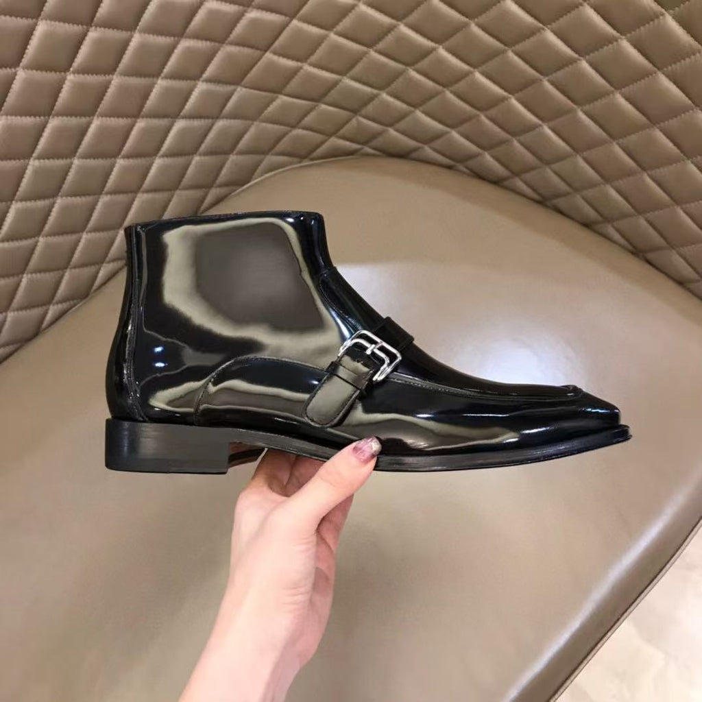 HM MEN ANKLE BOOTS IN BLACK CALFSKIN SILVER HARDWARE