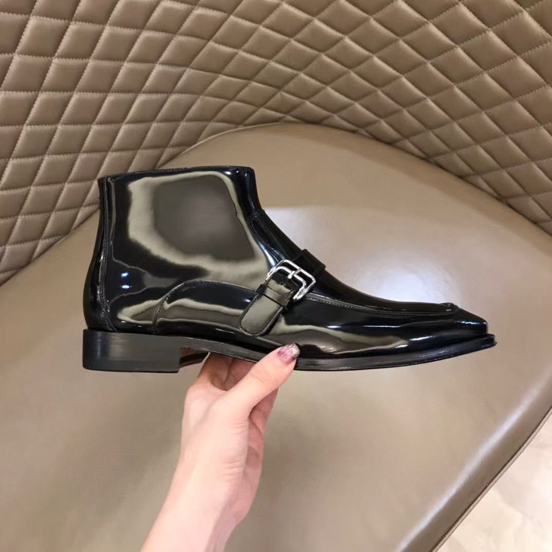 HM MEN ANKLE BOOTS IN BLACK CALFSKIN SILVER HARDWARE