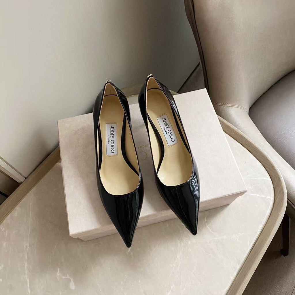 JIMMY HIGH PUMPS IN BLACK CALFSKIN