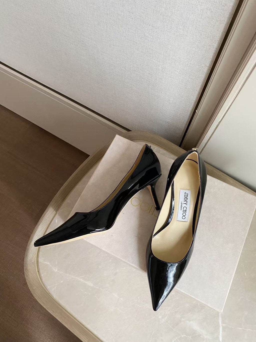 JIMMY HIGH PUMPS IN BLACK CALFSKIN