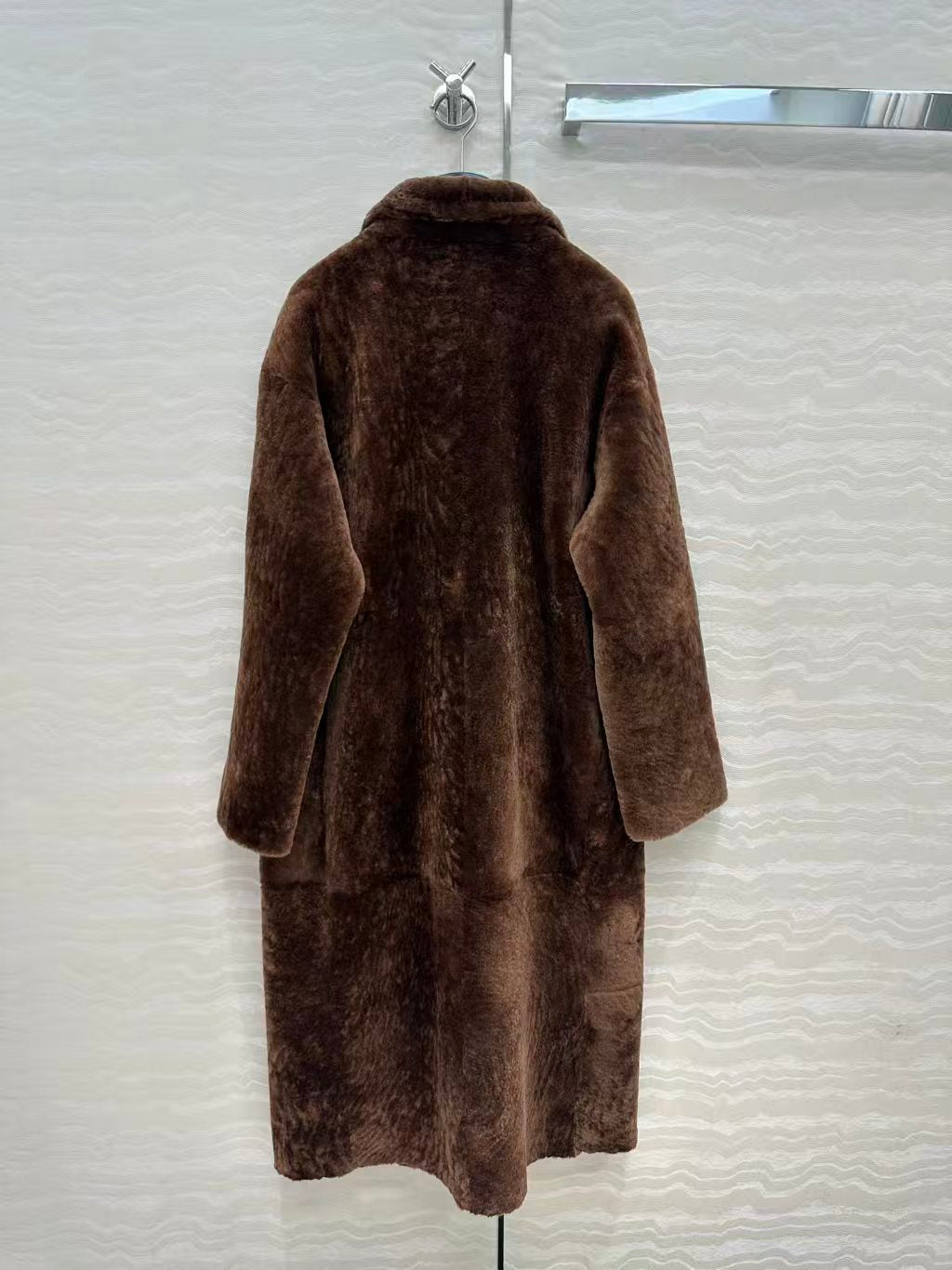 MAX MARA LONG COAT IN DARK BROWN FUR