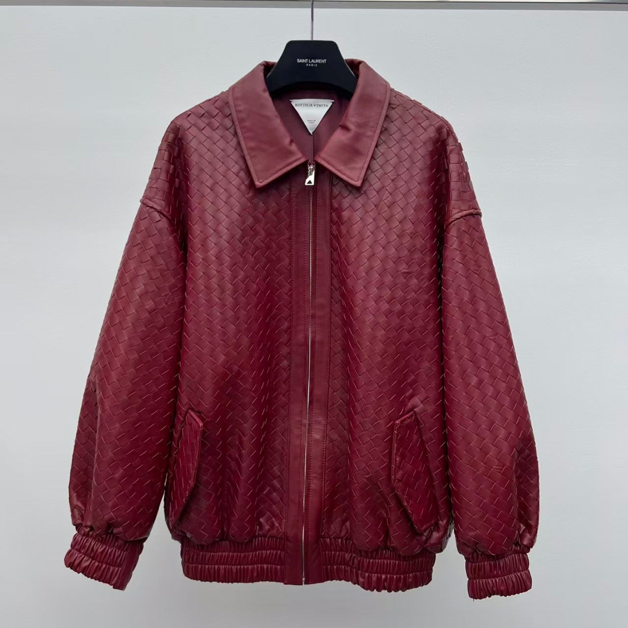 BOTTEGA VENETA JACKET IN BURGUNDY RED LEATHER