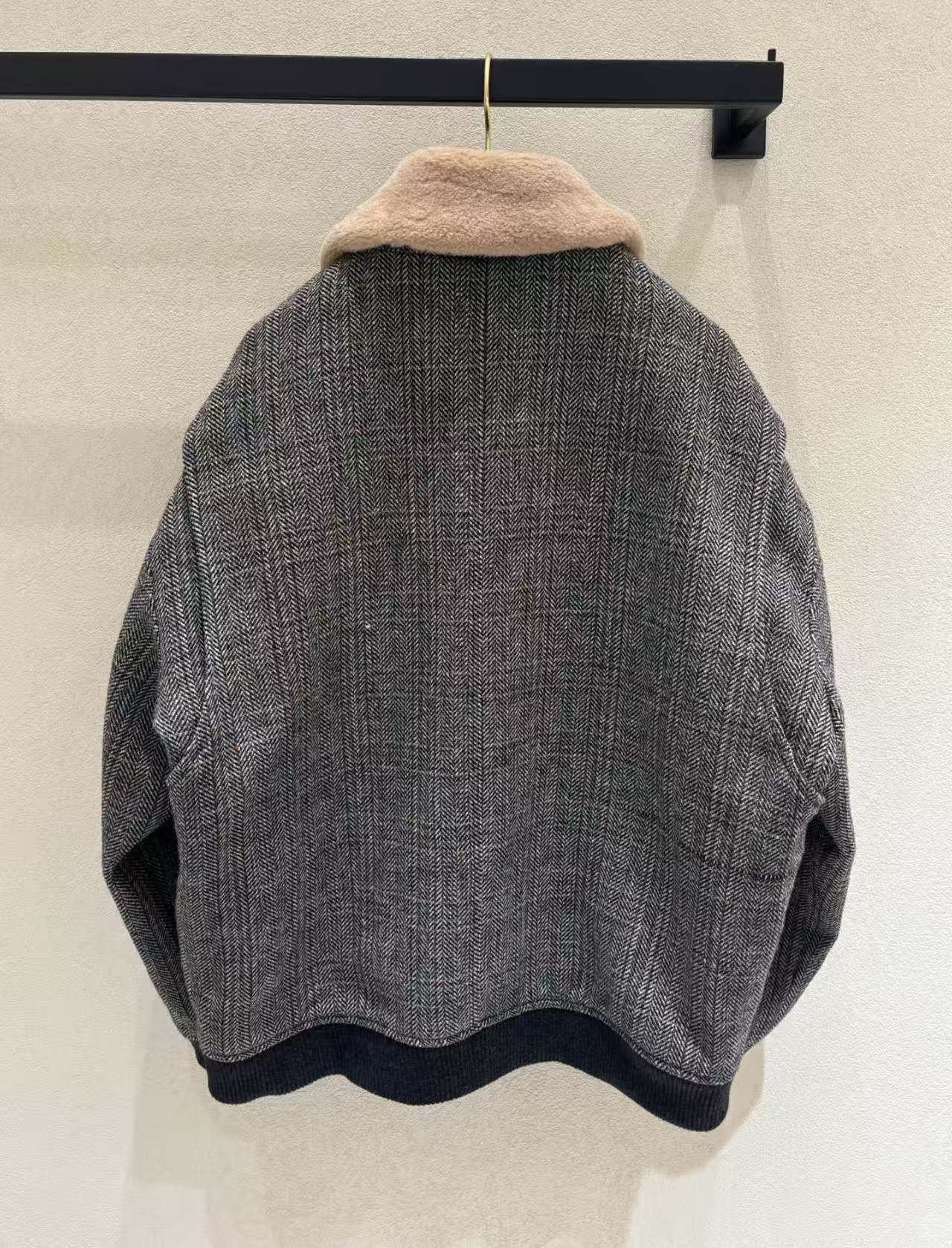 MIUMIU JACKET IN GREY PLAID WOOL