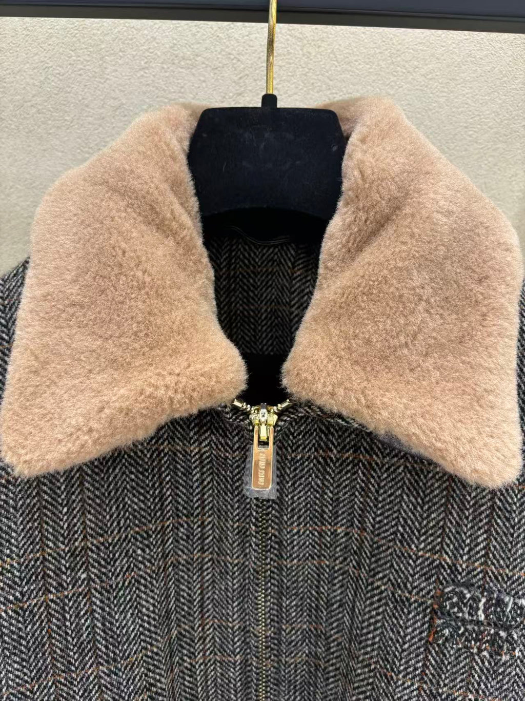 MIUMIU JACKET IN GREY PLAID WOOL