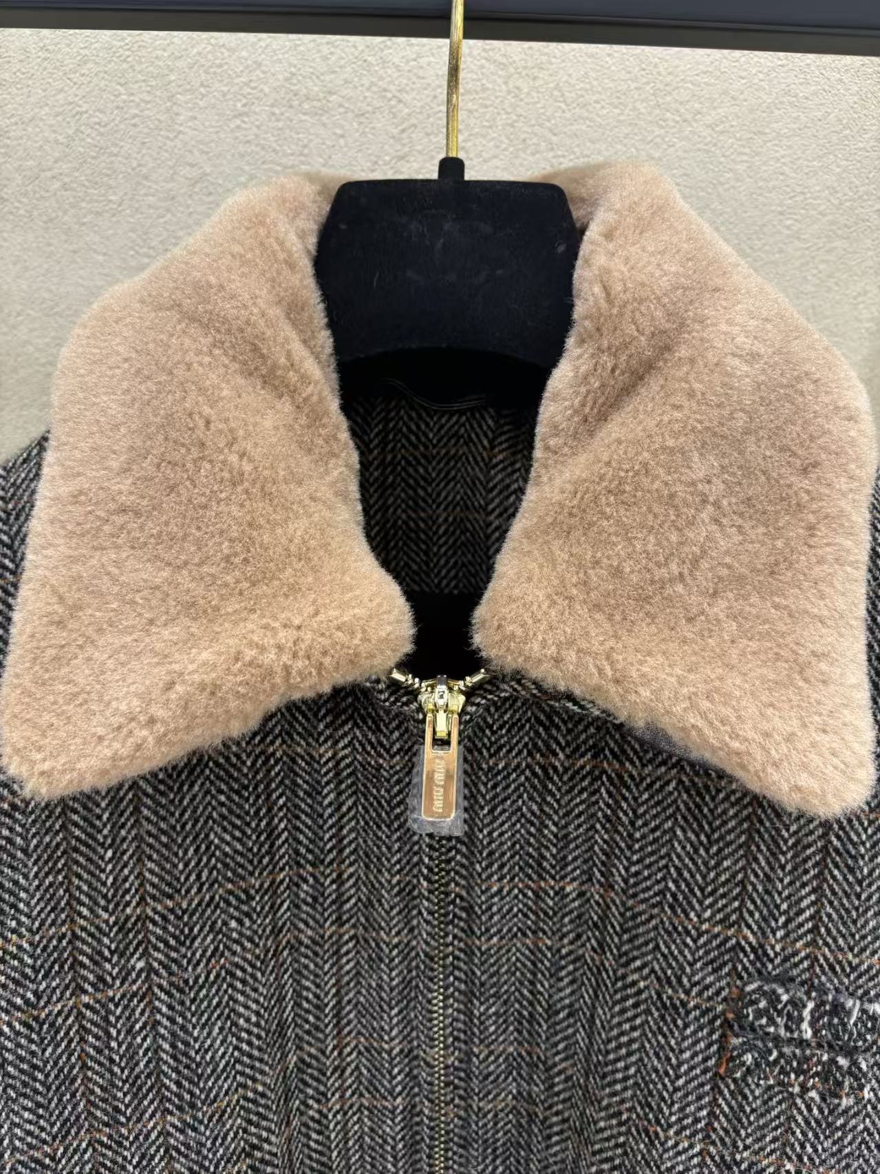 MIUMIU JACKET IN GREY PLAID WOOL