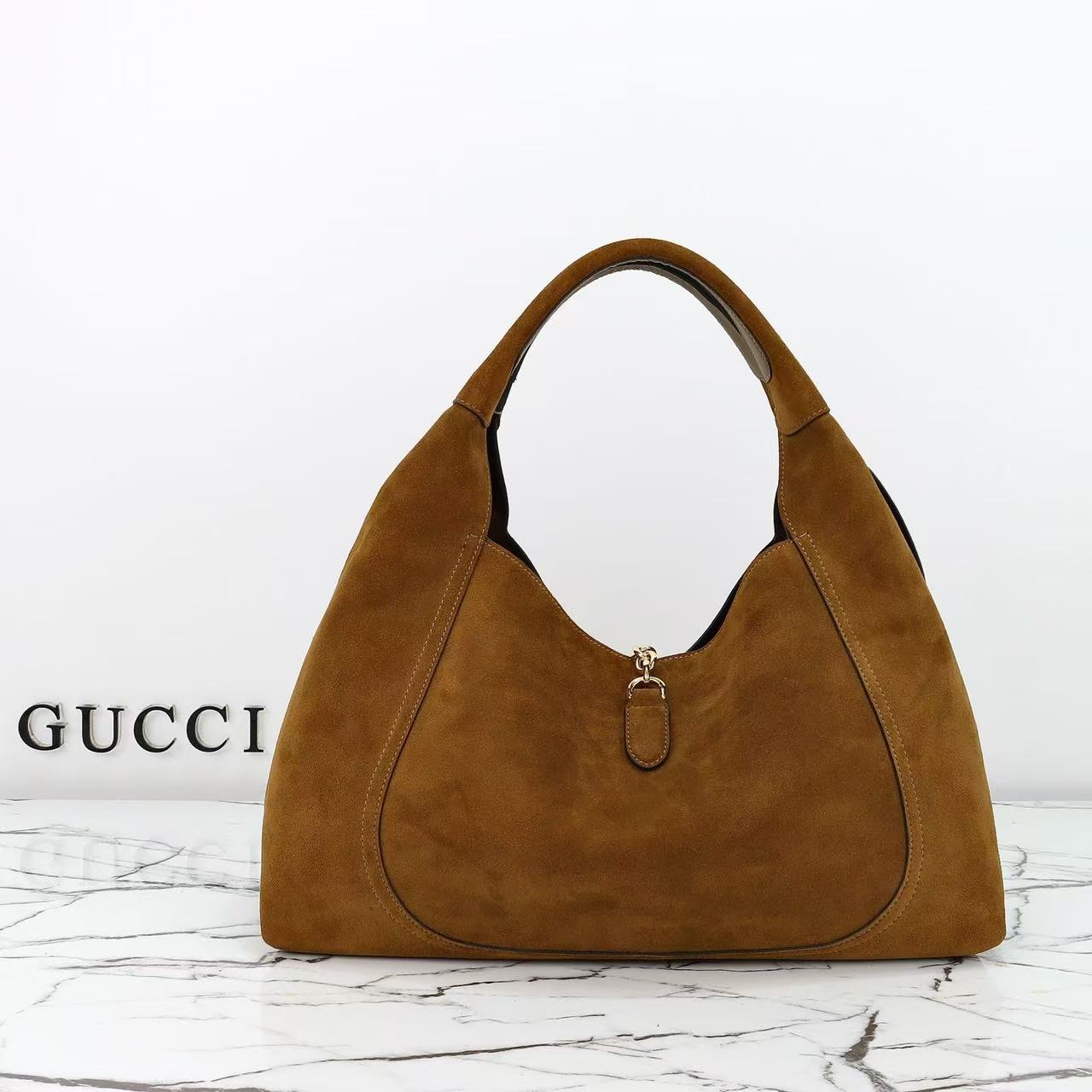 SOFTBIT MAXI SHOULDER BAG 46 IN SADDLE BROWN SUEDE