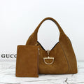SOFTBIT MAXI SHOULDER BAG 46 IN SADDLE BROWN SUEDE