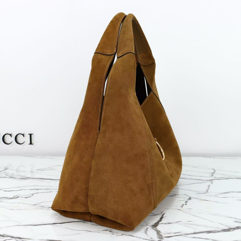 SOFTBIT MAXI SHOULDER BAG 46 IN SADDLE BROWN SUEDE