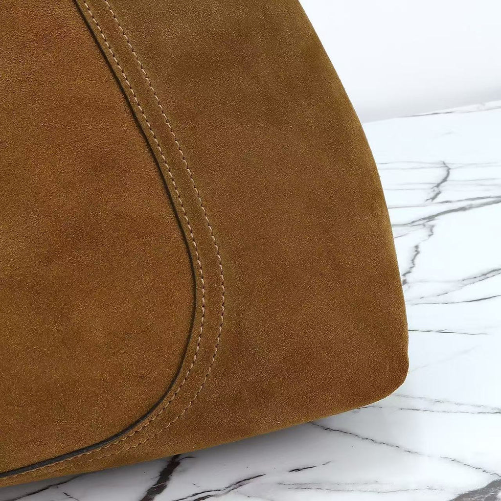 SOFTBIT MAXI SHOULDER BAG 46 IN SADDLE BROWN SUEDE