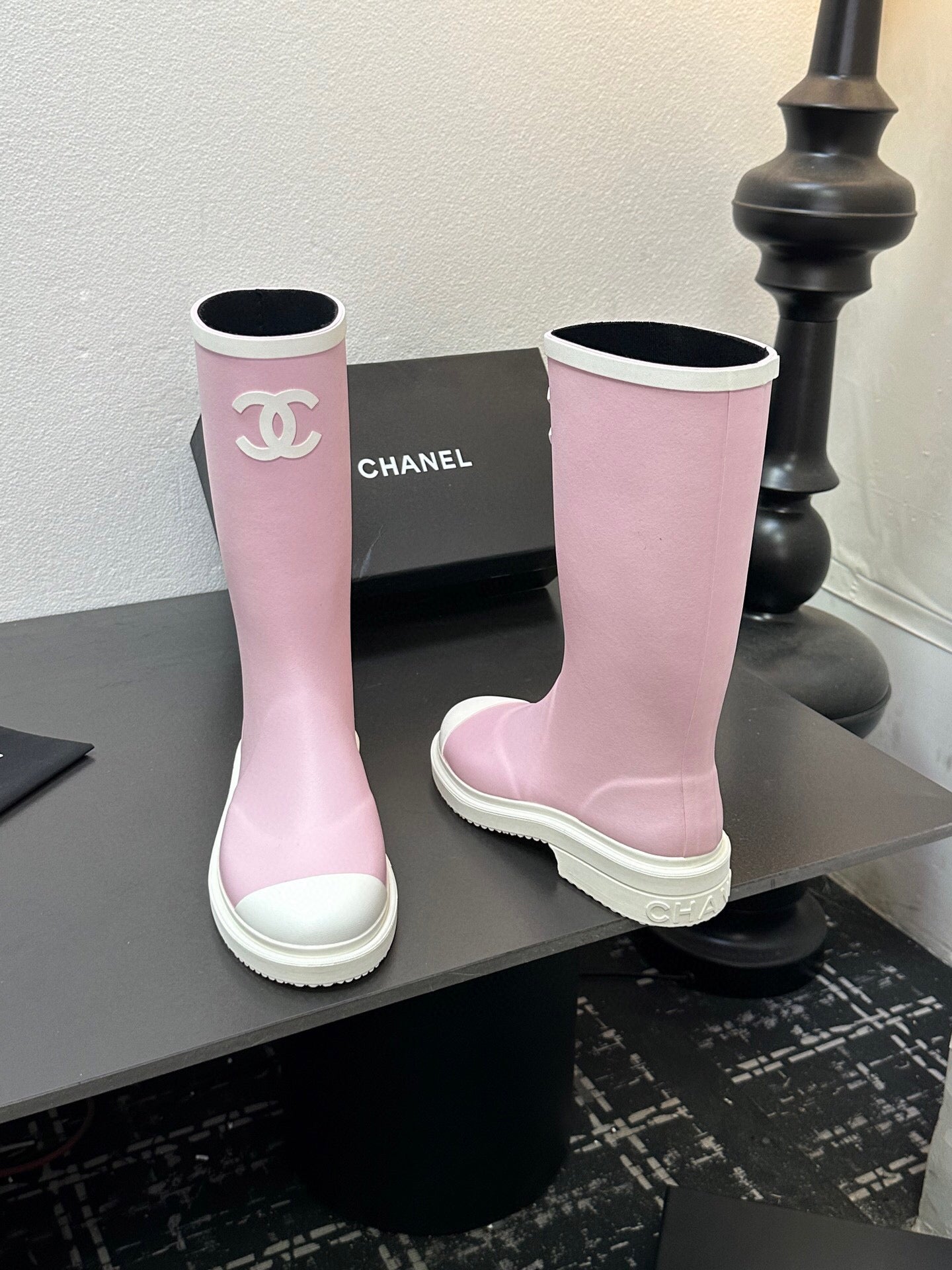 CC RAINBOOTS IN PINK TPU WHITE LOGO
