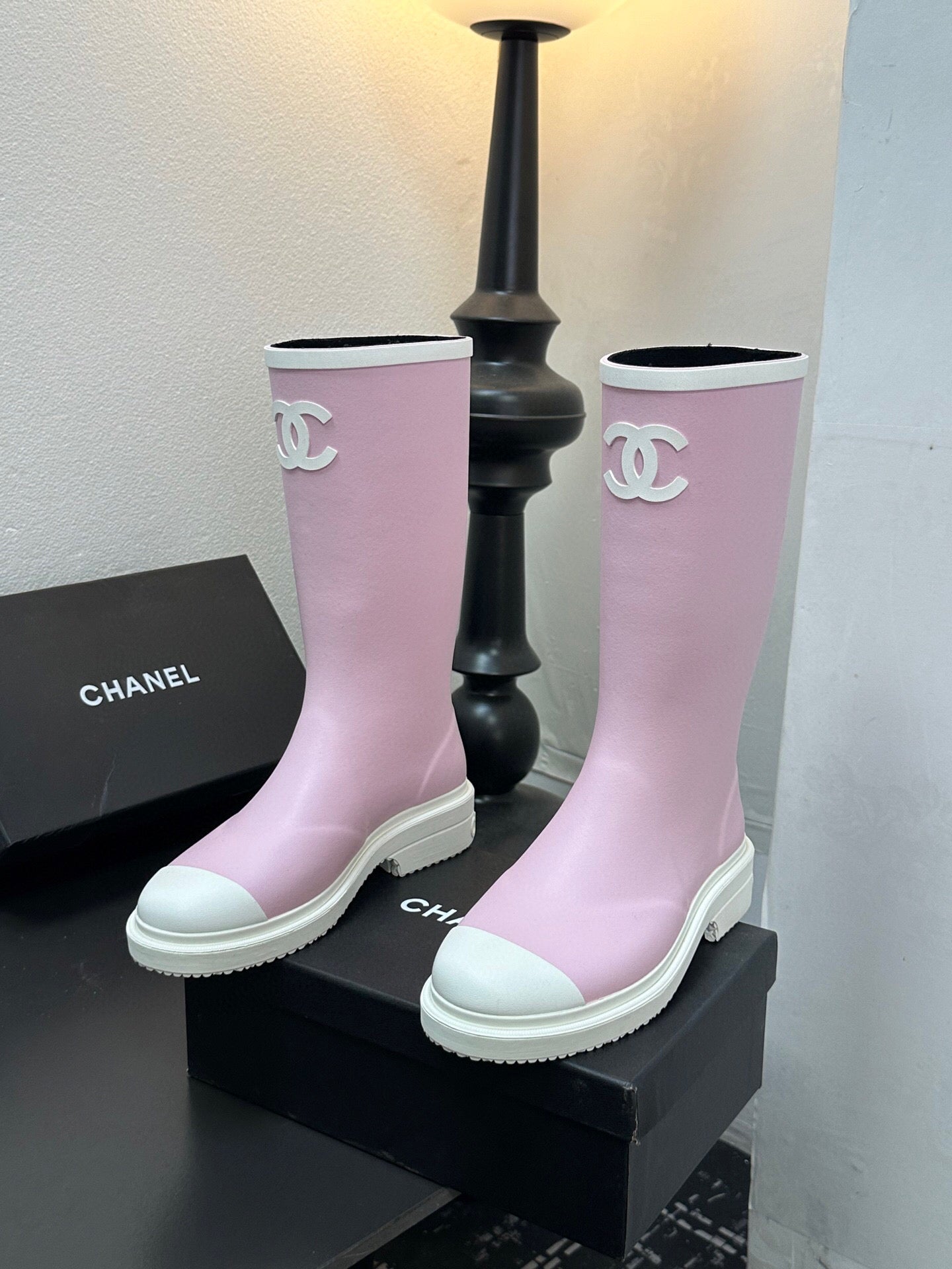 CC RAINBOOTS IN PINK TPU WHITE LOGO