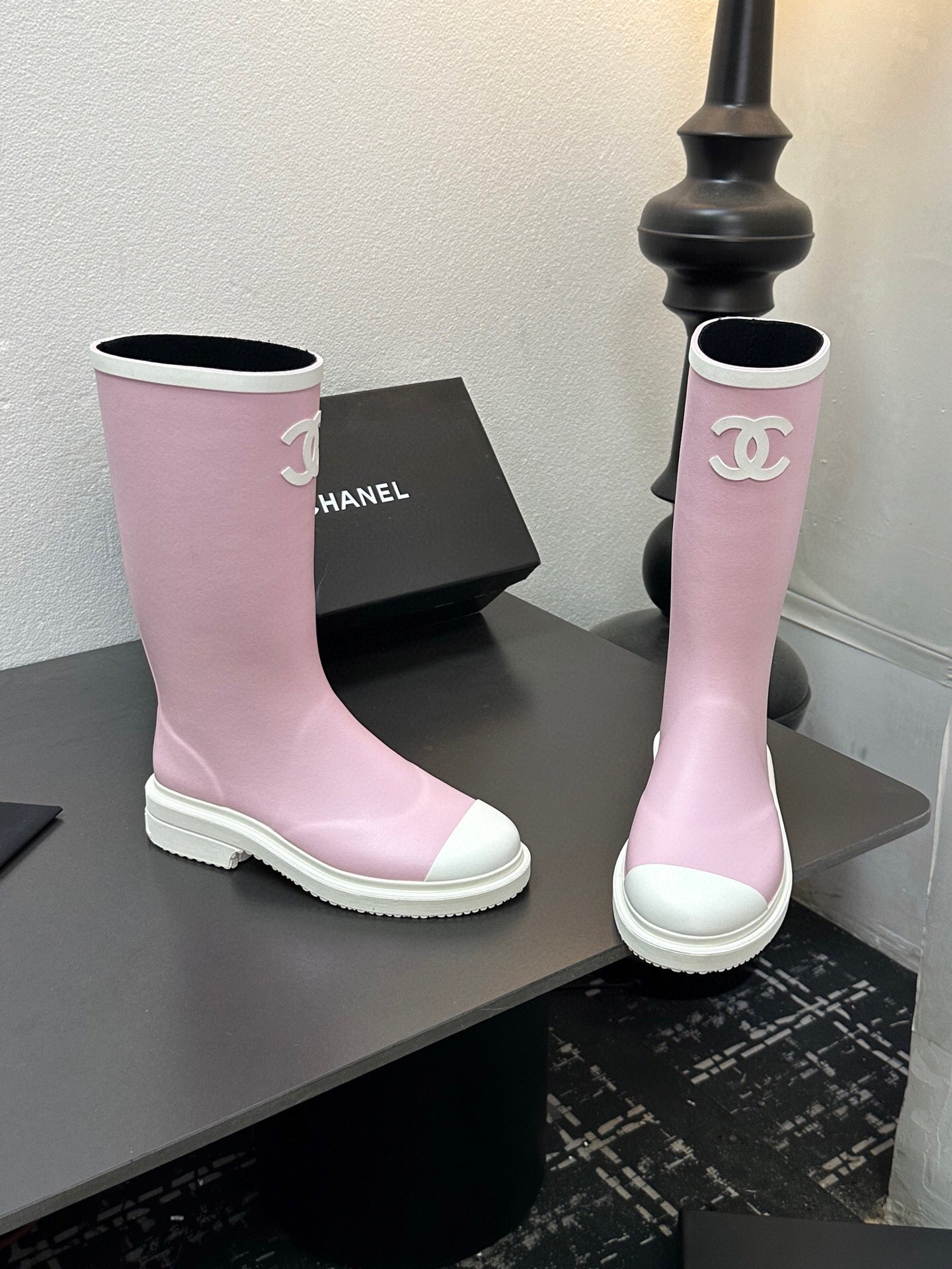 CC RAINBOOTS IN PINK TPU WHITE LOGO