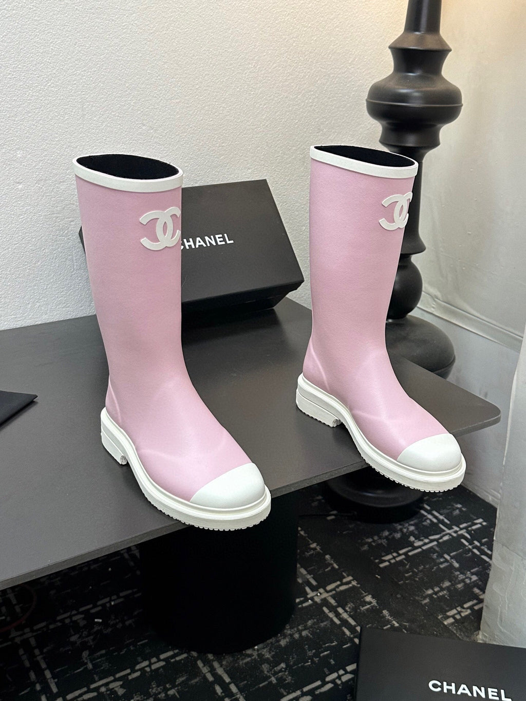 CC RAINBOOTS IN PINK TPU WHITE LOGO