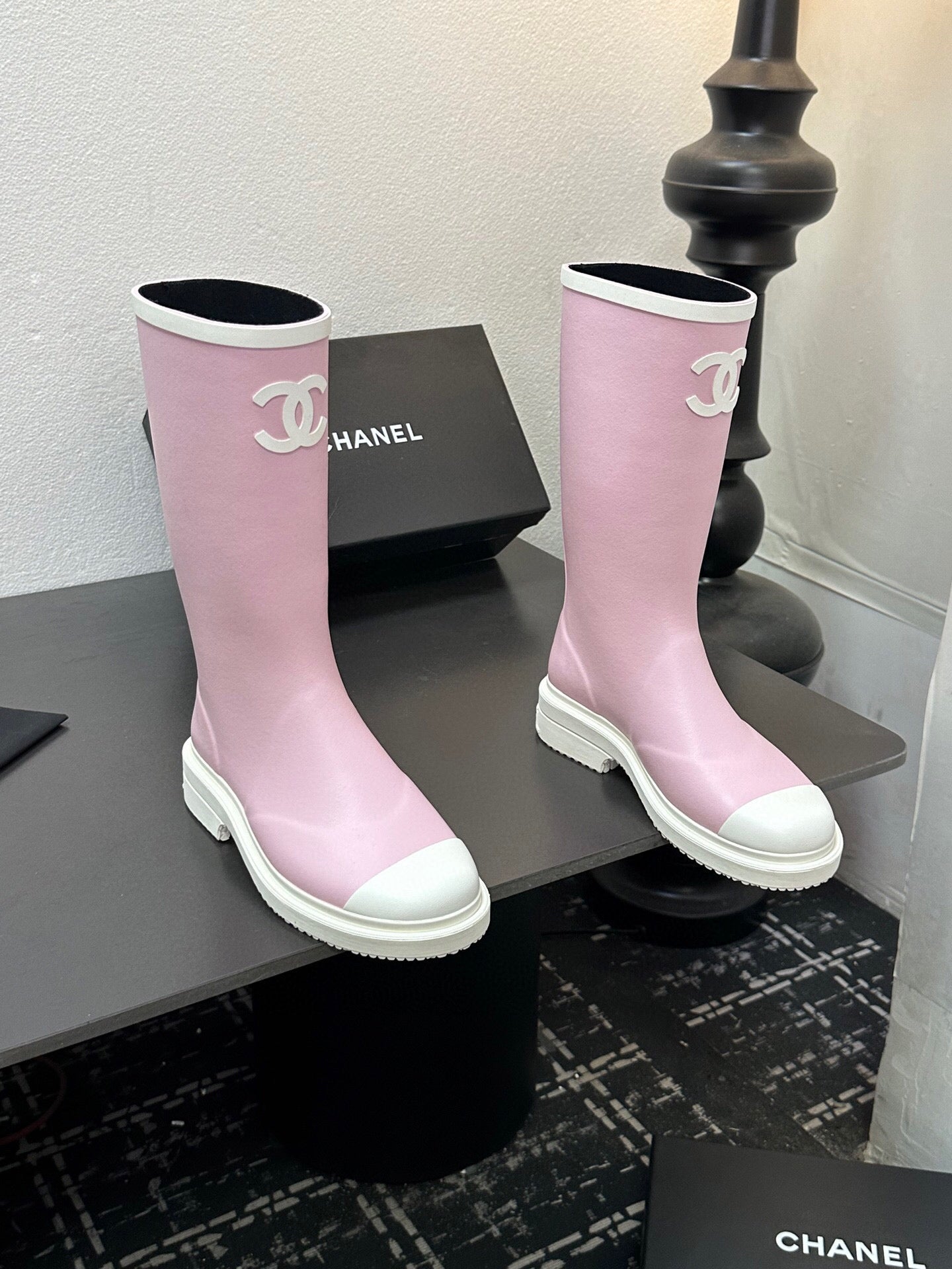 CC RAINBOOTS IN PINK TPU WHITE LOGO